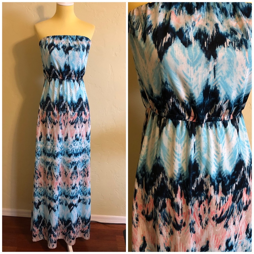 Beautiful Pink & Teal Maxi Dress 🏖🏝